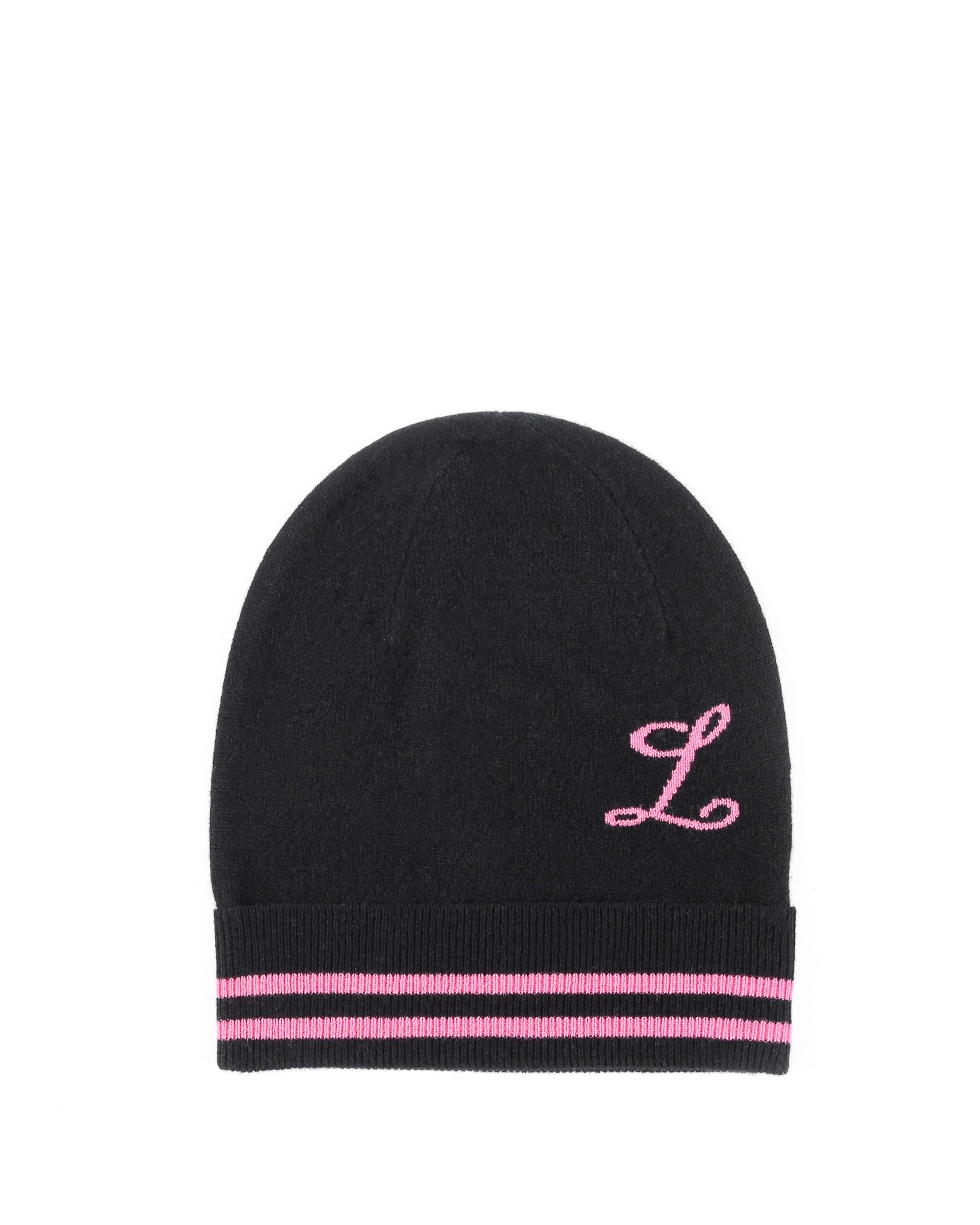 Berretto monogrammato in cashmere - Nero