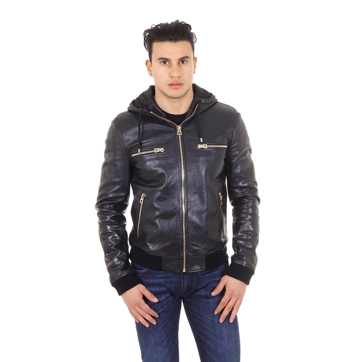 Giacca in pelle da uomo Dolce & Gabbana G9DG9L FUL1M N0000