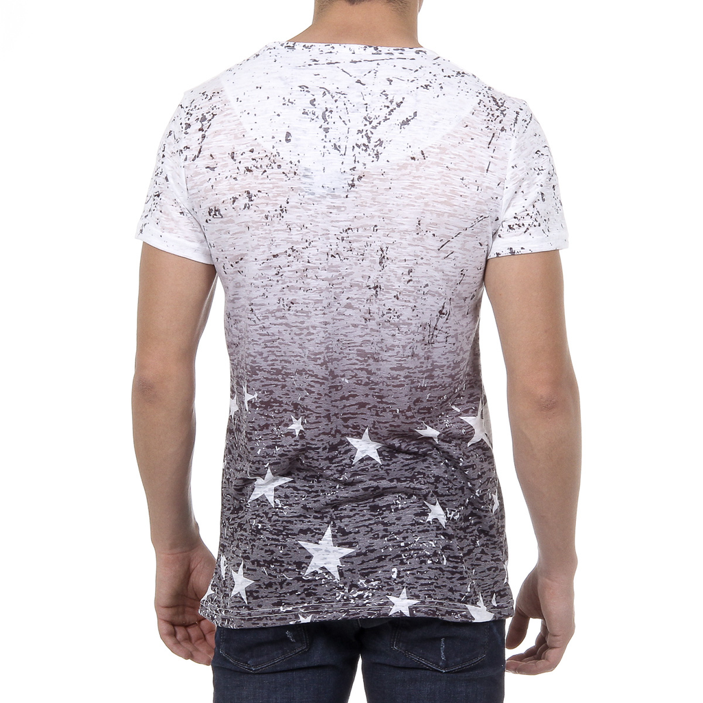 V 1969 Italia T-shirt da uomo a maniche corte con scollo tondo multicolore DAVID