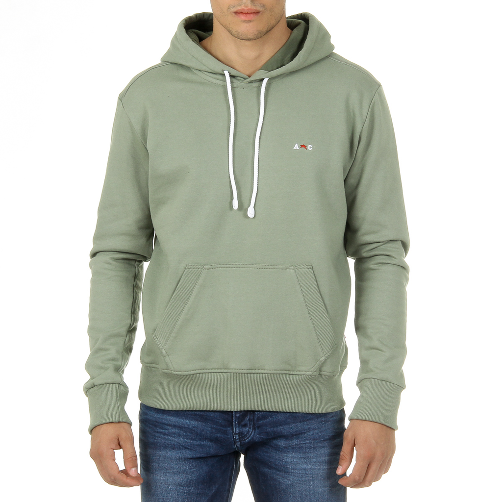 Felpa con cappuccio Andrew Charles da uomo, maniche lunghe, scollo rotondo, verde FIFI