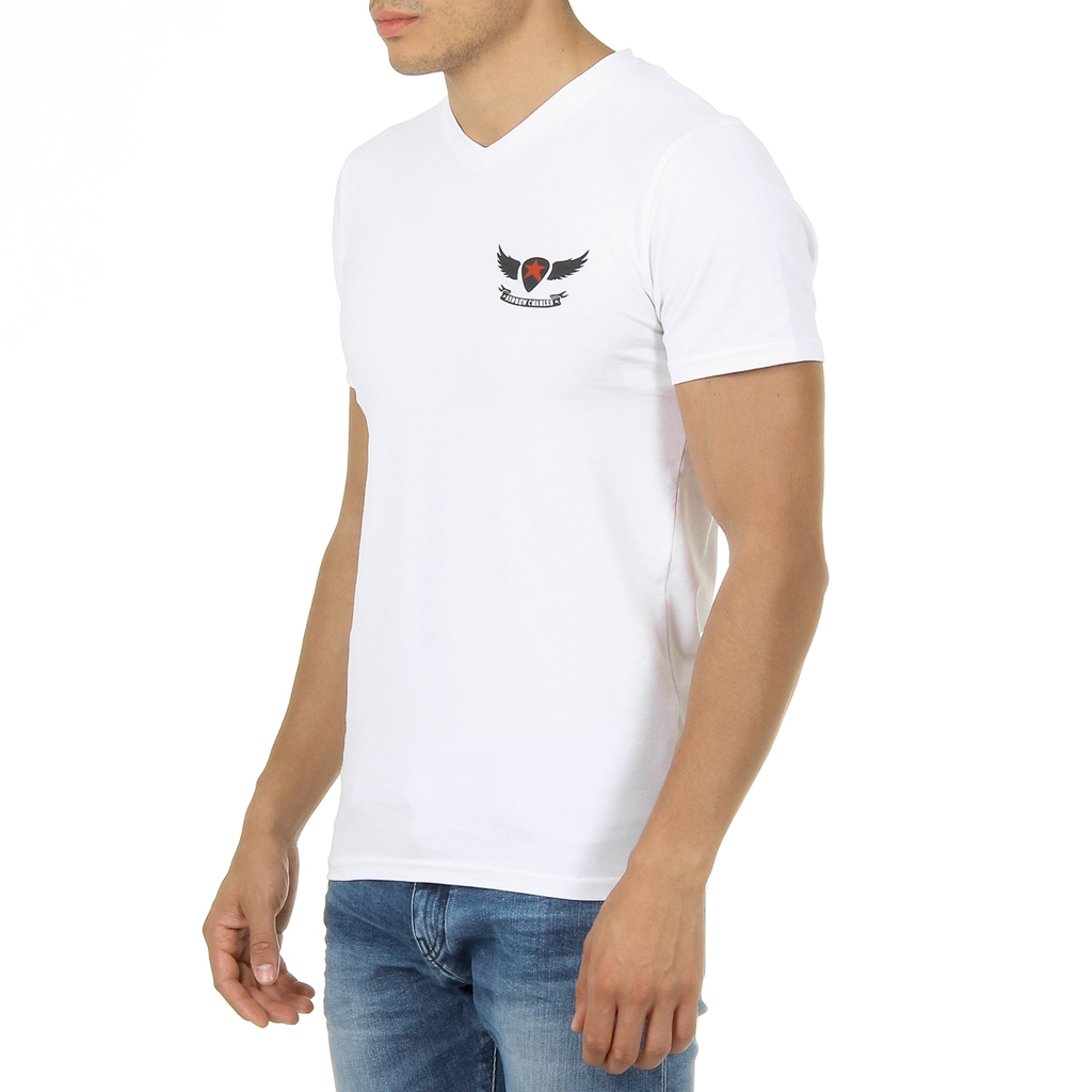 Andrew Charles T-shirt da uomo a maniche corte con scollo a V bianca KENAN