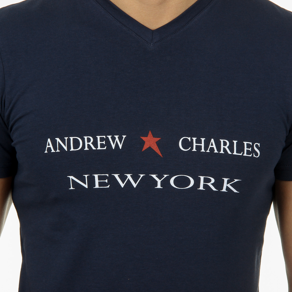 Andrew Charles Maglietta da uomo a maniche corte con scollo a V blu KENAN