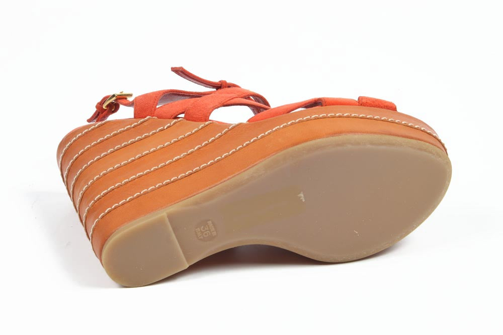 Sandalo espadrillas con zeppa da donna Sebastian Milano 4200 CAMOSCIO CORALLO