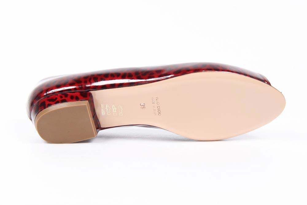 V 1969 Italia Ballerina da donna con tacco e punta aperta 5480-STEFY N PE PELLAME STAMPATO LEOPARD