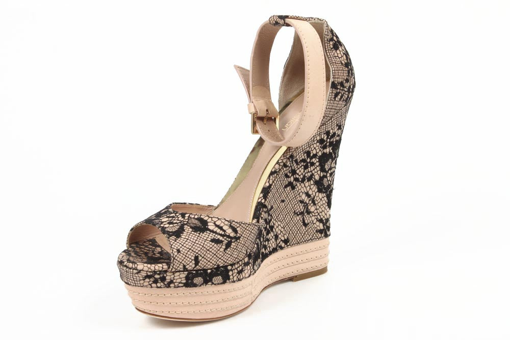 Sandalo espadrillas con zeppa da donna Sebastian Milano S6109 PIZZO SU RASO PIZZO SU RASO
