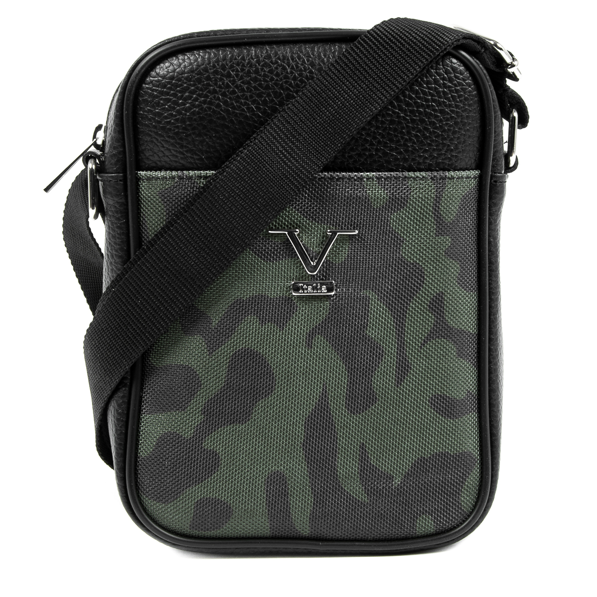 V 1969 Italia Borsa a tracolla da uomo nera MILITARE