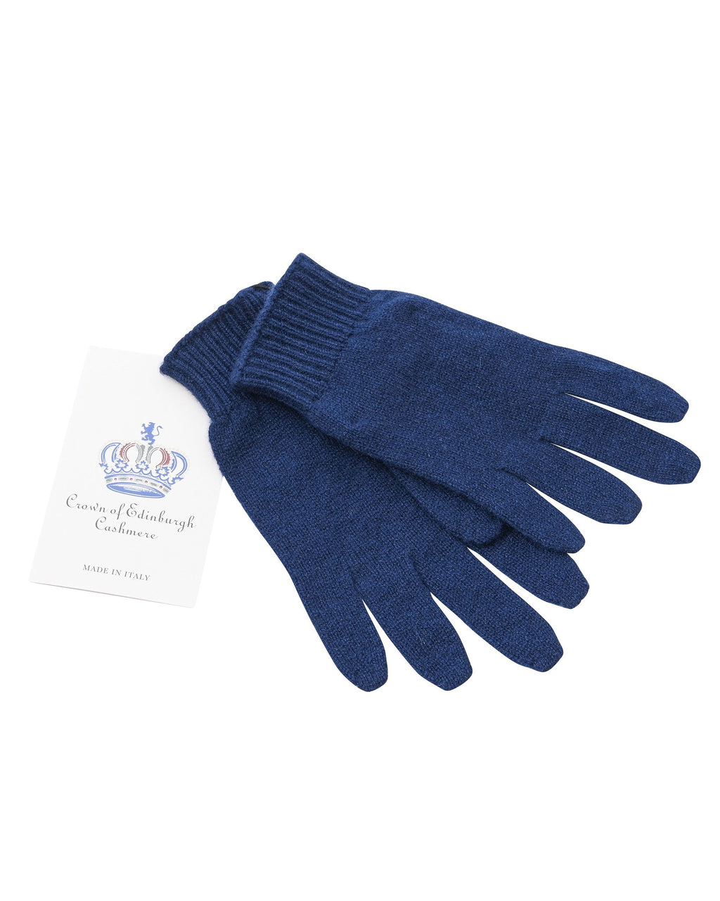 Guanti corti da donna in cashmere Crown of Edinburgh COE 001 BLU NOTTE