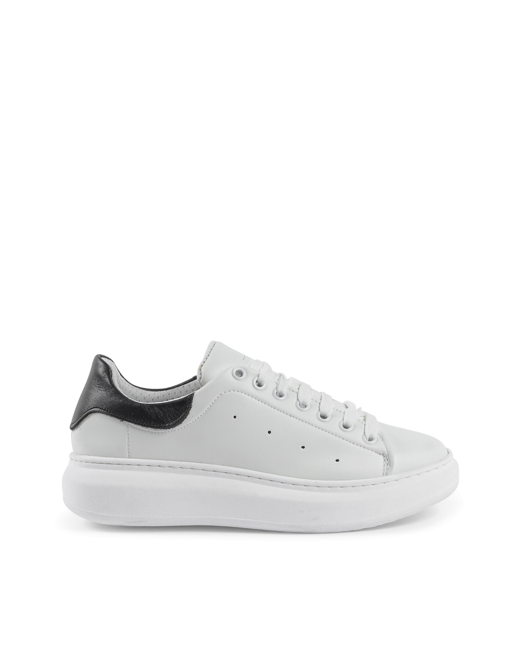 Sneaker Donna 19V69 Italia Bianco Nero 719 PELLE BIANCO PELLE NERO