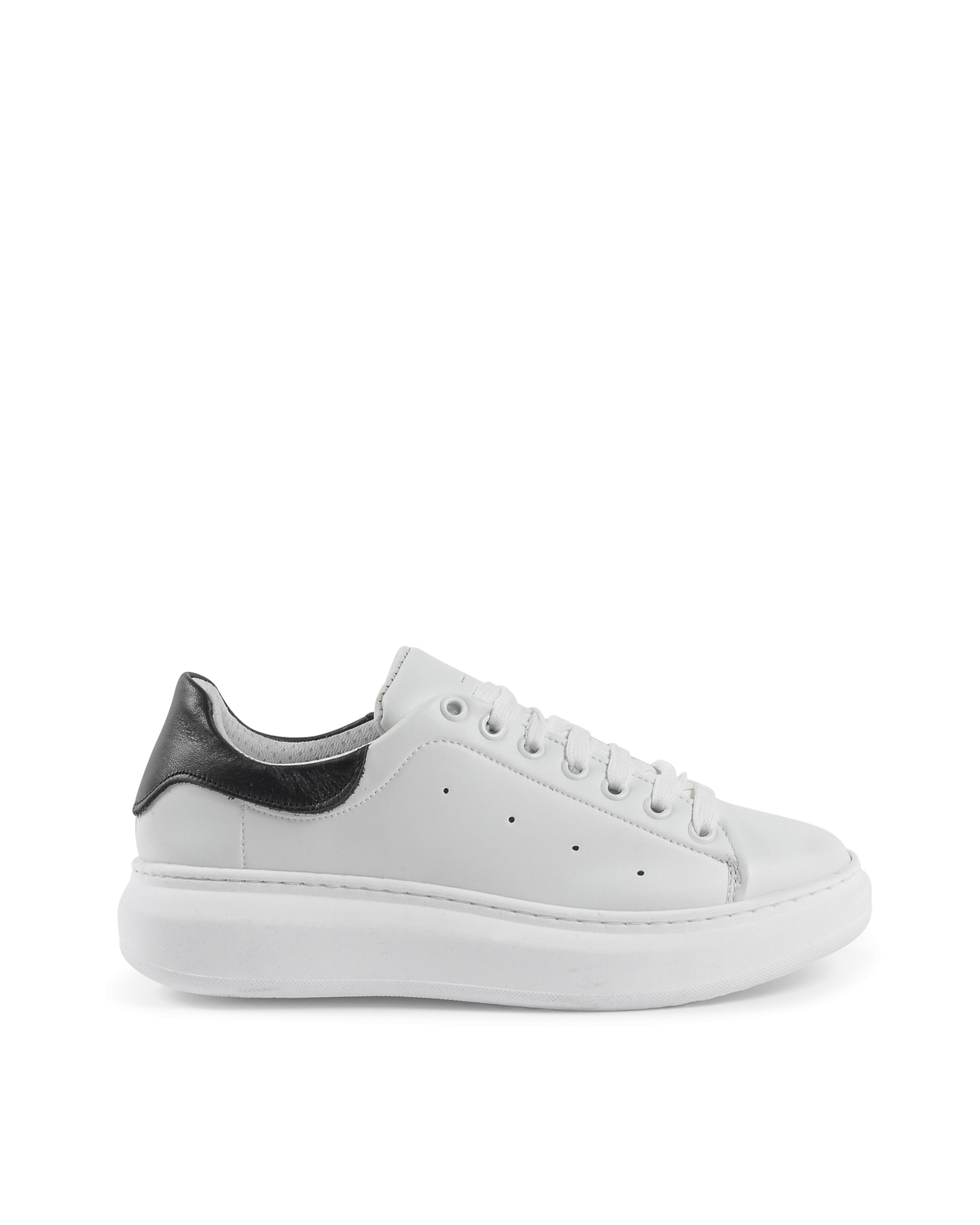 Sneaker Donna 19V69 Italia Bianco Nero 719 PELLE BIANCO PELLE NERO