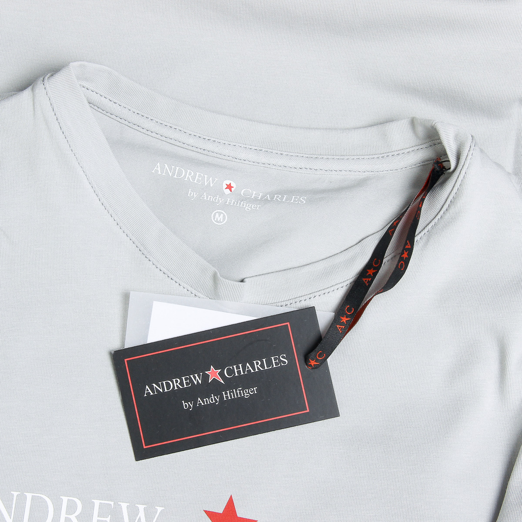 Andrew Charles T-shirt da uomo a maniche corte con scollo rotondo grigio chiaro KEITA