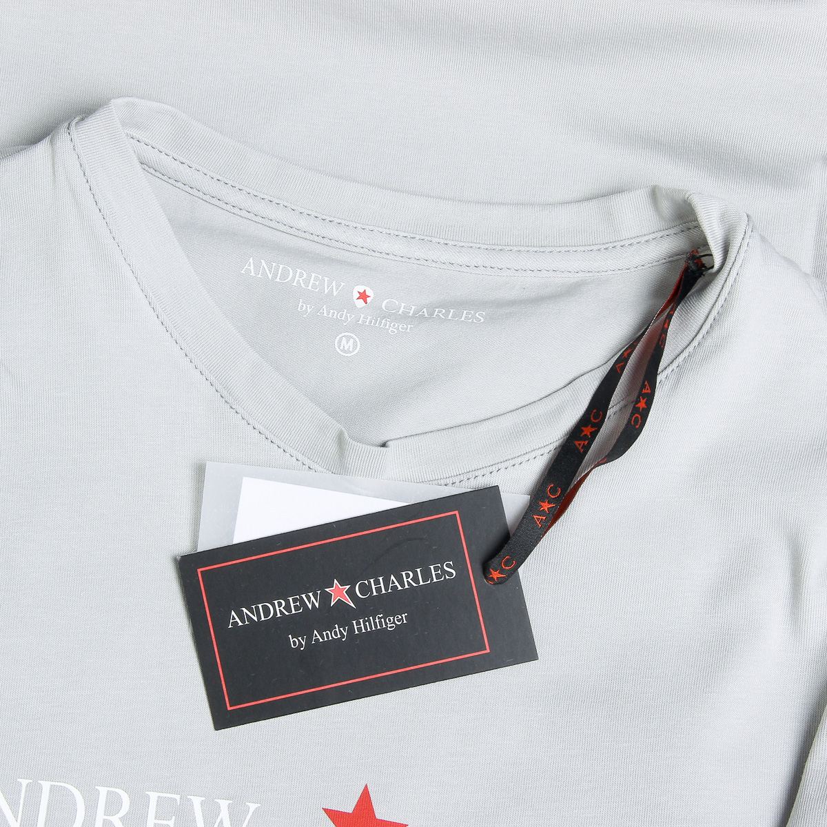 Andrew Charles T-shirt da uomo a maniche corte con scollo rotondo grigio chiaro KEITA