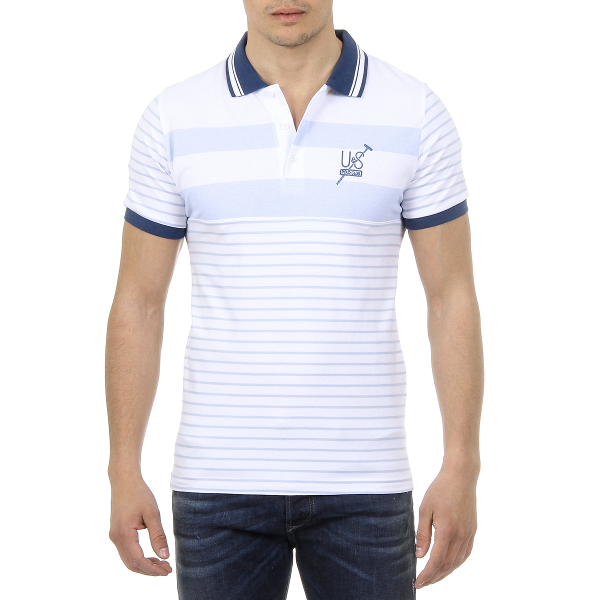 Polo da uomo a maniche corte Ufford & Suffolk Polo Club US006 BLU