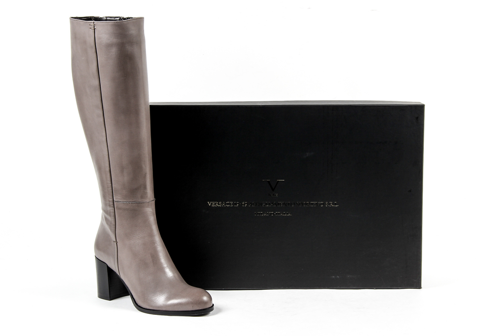 V 1969 Italia Stivaletto con tacco da donna grigio AFFRETTATI