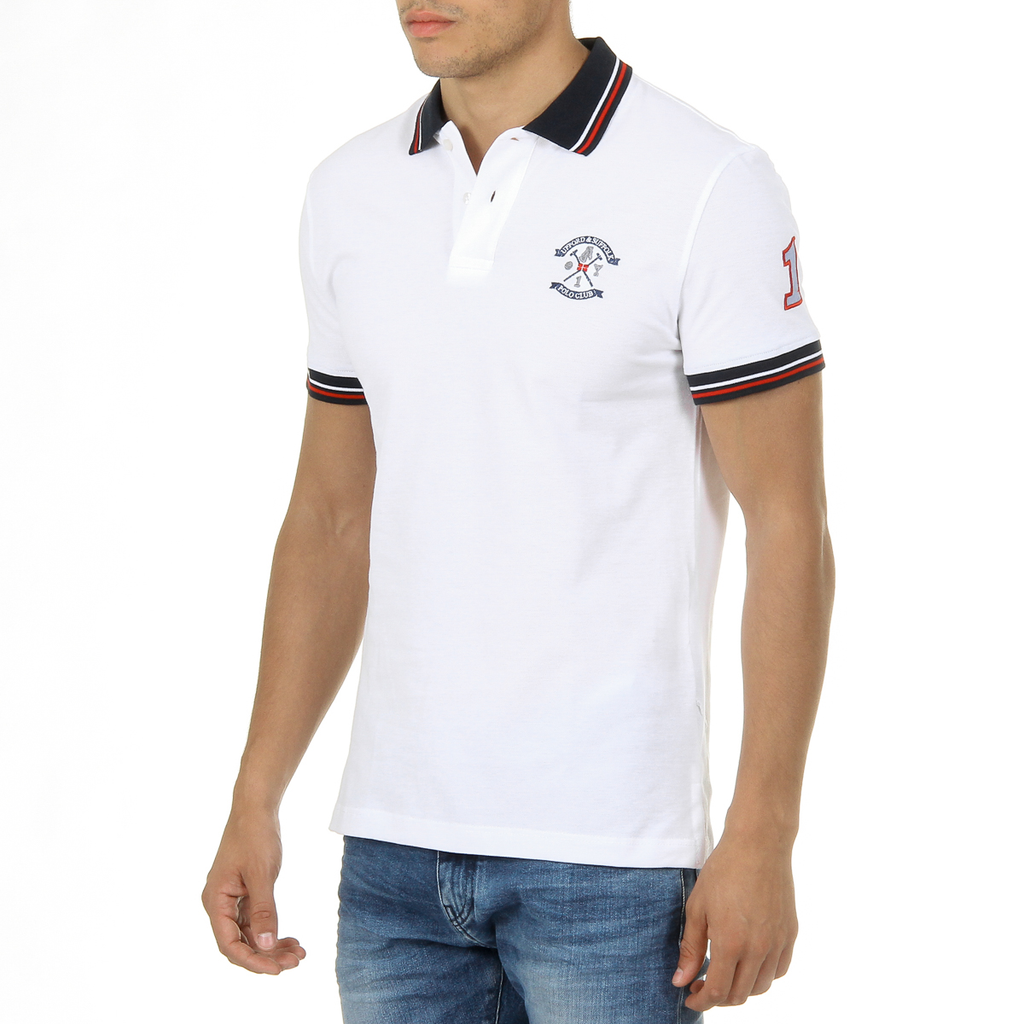 Polo da uomo a maniche corte Ufford & Suffolk Polo Club, colore bianco APACHE