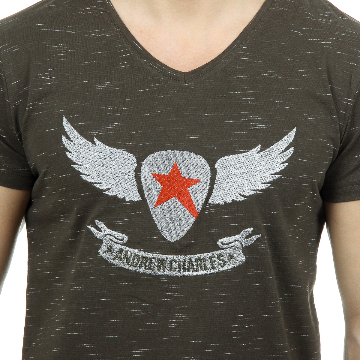 Andrew Charles T-shirt da uomo a maniche corte con scollo a V verde scuro CONNOR