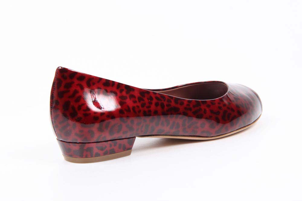 V 1969 Italia Ballerina da donna con tacco e punta aperta 5480-STEFY N PE PELLAME STAMPATO LEOPARD