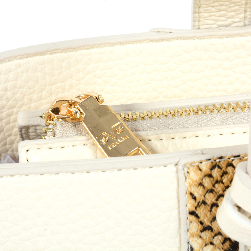 19V69 Italia Borsa da donna Beige 8003 PYTHON CREAM