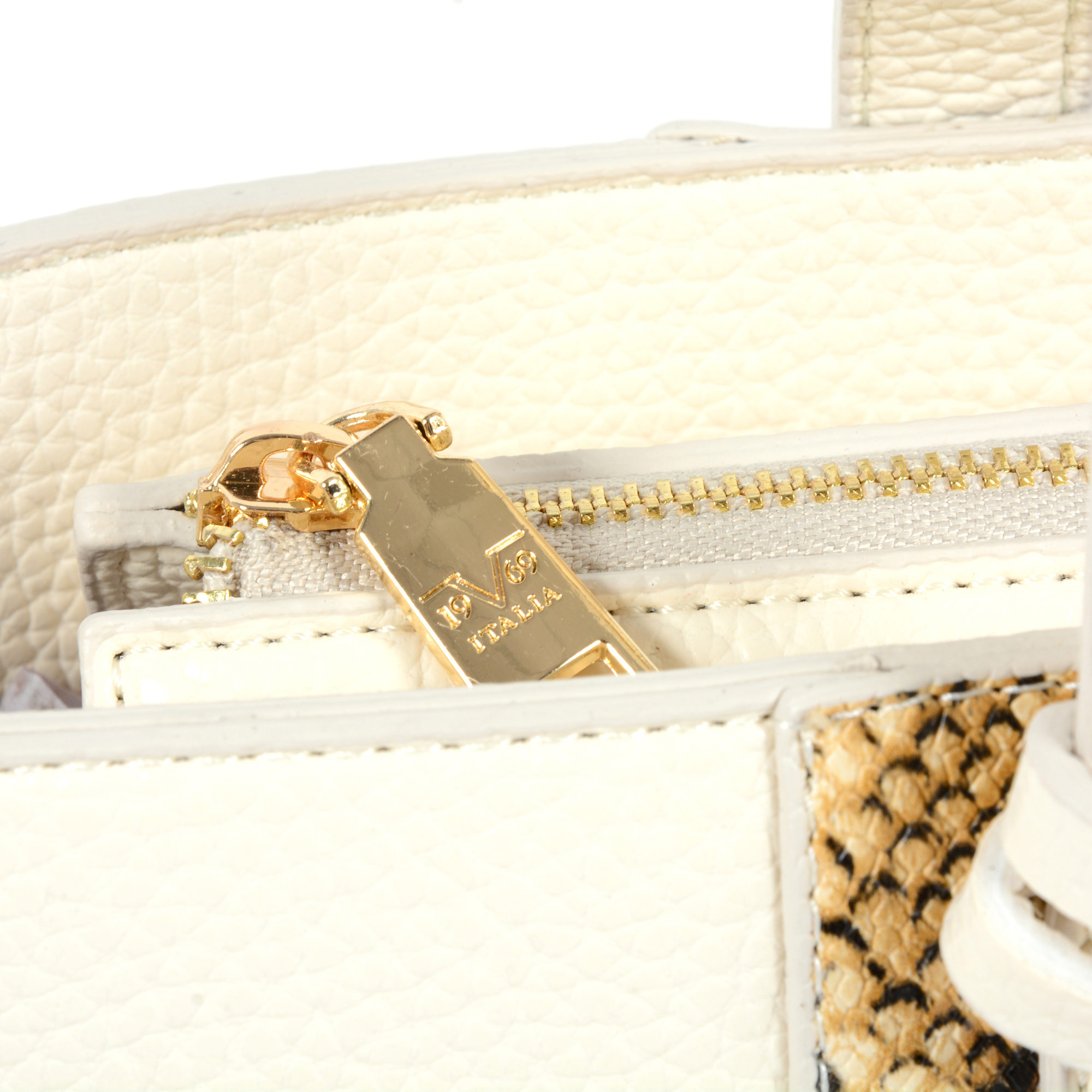 19V69 Italia Borsa da donna Beige 8003 PYTHON CREAM