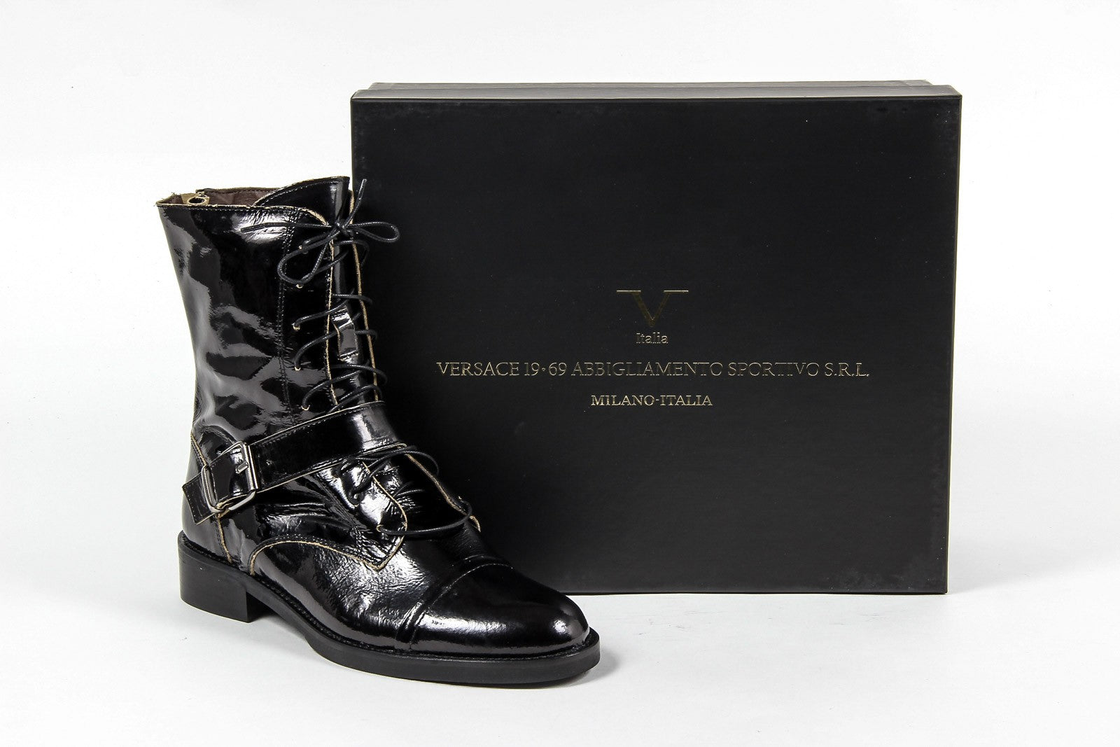 Stivaletto corto da donna V 1969 Italia S03 VERNICE NERO