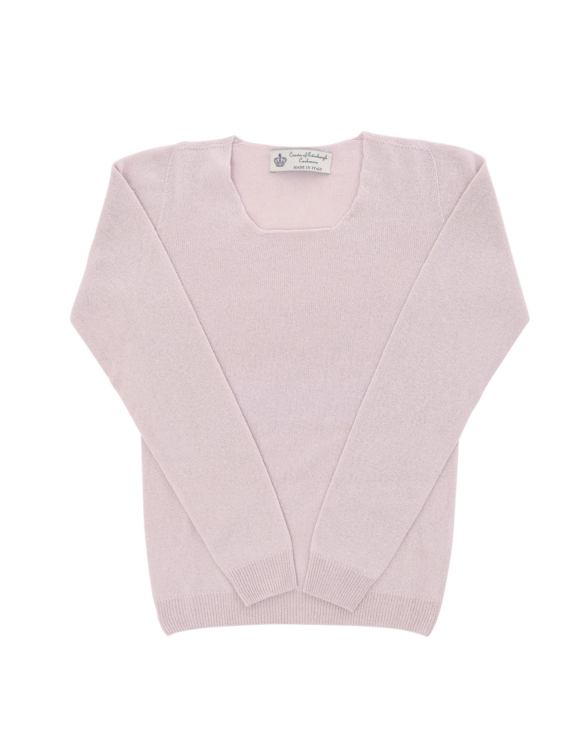 Maglione da donna in cashmere con scollo quadrato Crown of Edinburgh COE 0024 ROSA