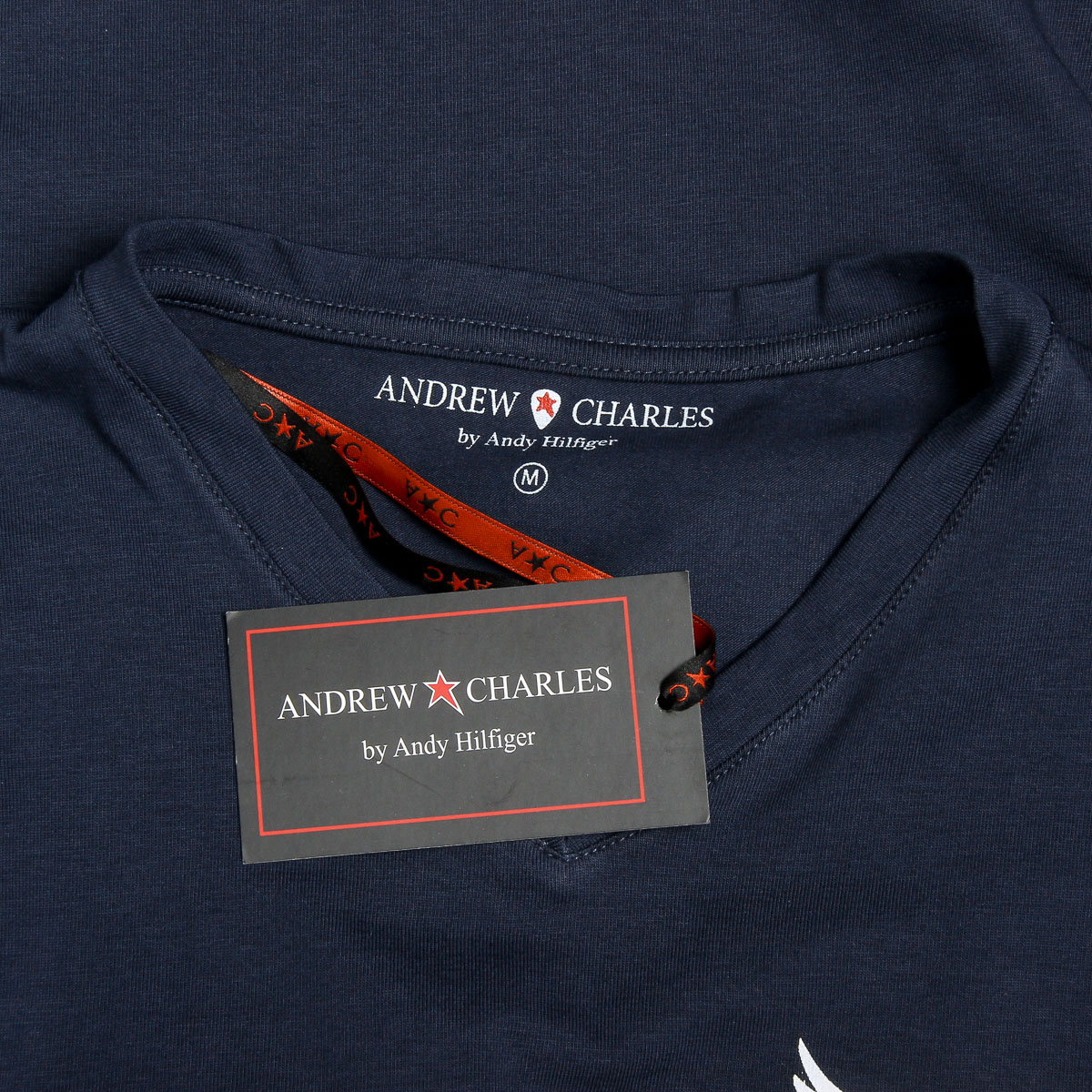Andrew Charles Maglietta da uomo a maniche corte con scollo a V blu KENAN