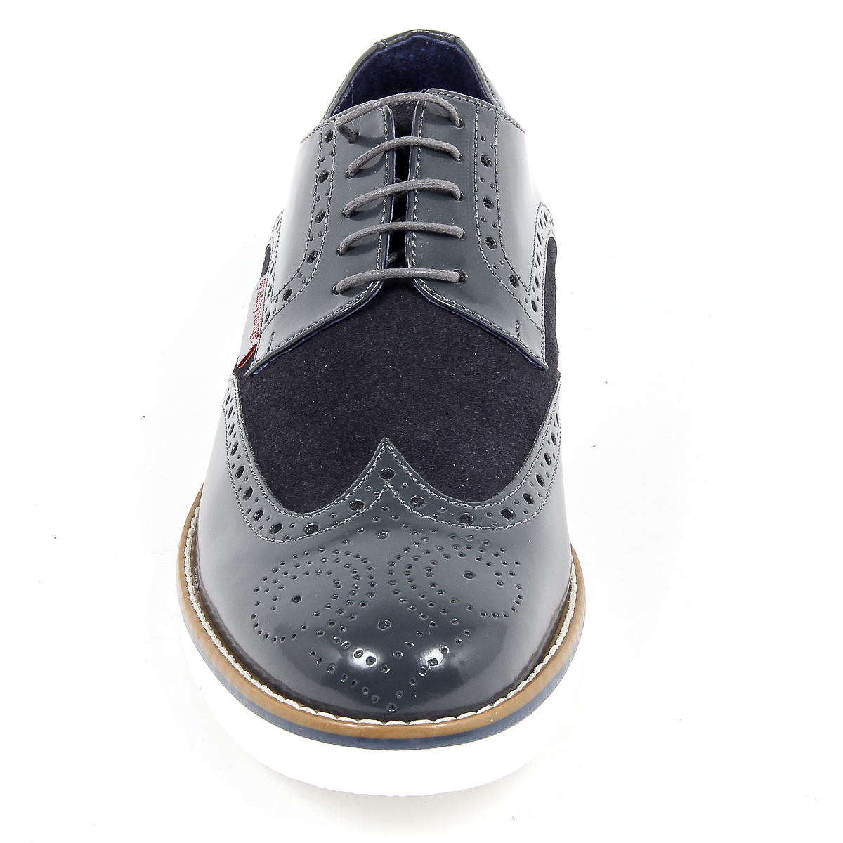 Andrew Charles Mens Brogue Oxford Shoe 914 ABRASIVATO CAM GRIGIO BLEU