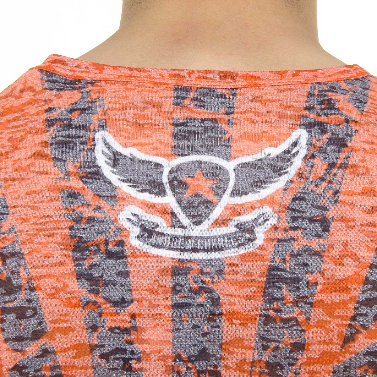 Andrew Charles T-shirt da uomo a maniche corte con scollo rotondo, rossa CALEB