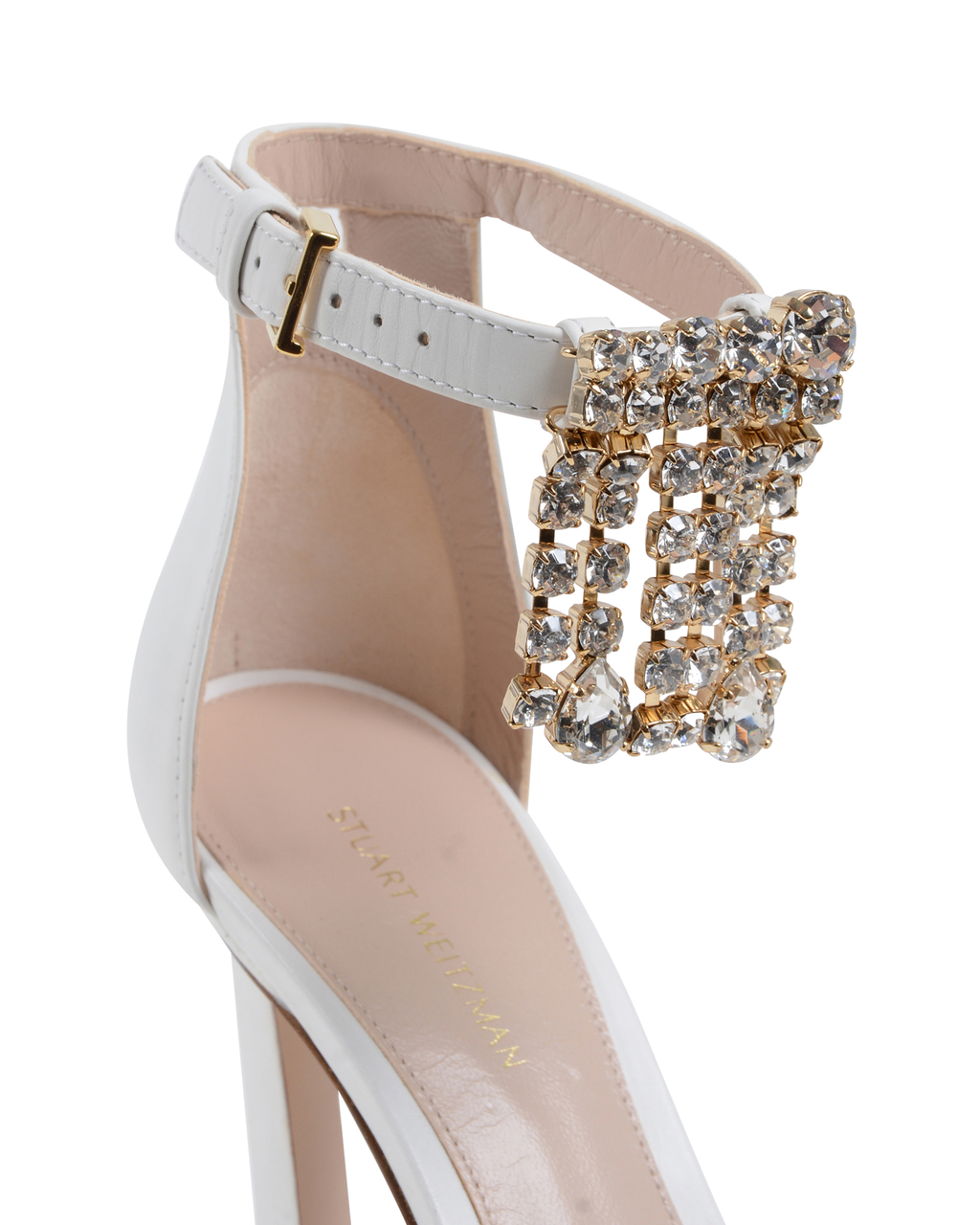 Stuart Weitzman Sandalo con cinturino alla caviglia da donna bianco FRINGESQUARENUDIST