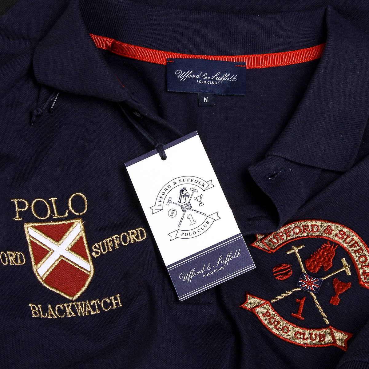 Polo da uomo a maniche corte Ufford & Suffolk Polo Club US007 BLU NAVY