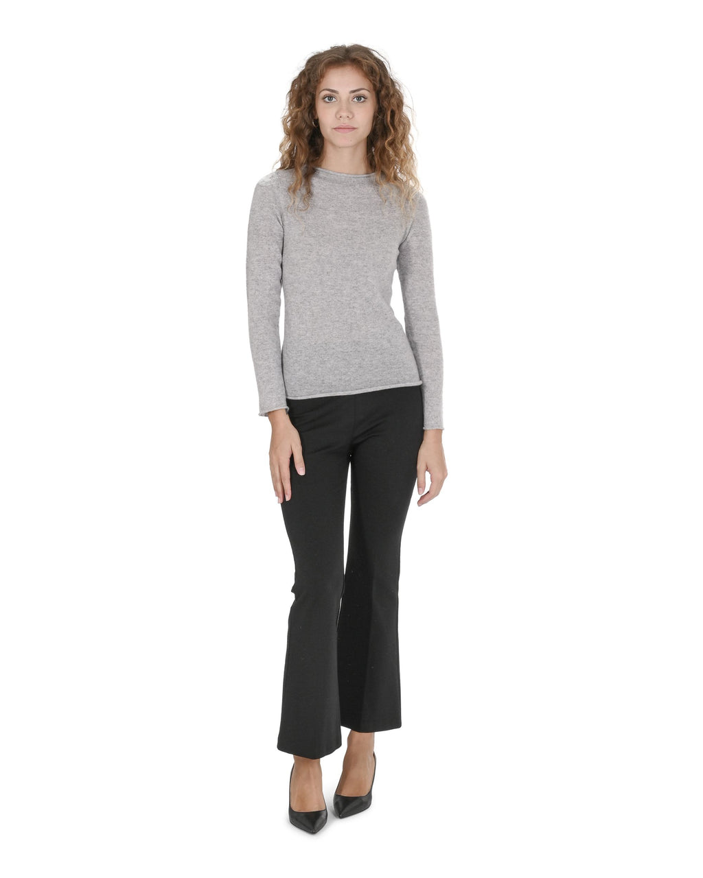 Maglione da donna con scollo a barca in cashmere Crown of Edinburgh COE 007 GRIGIO CENERE