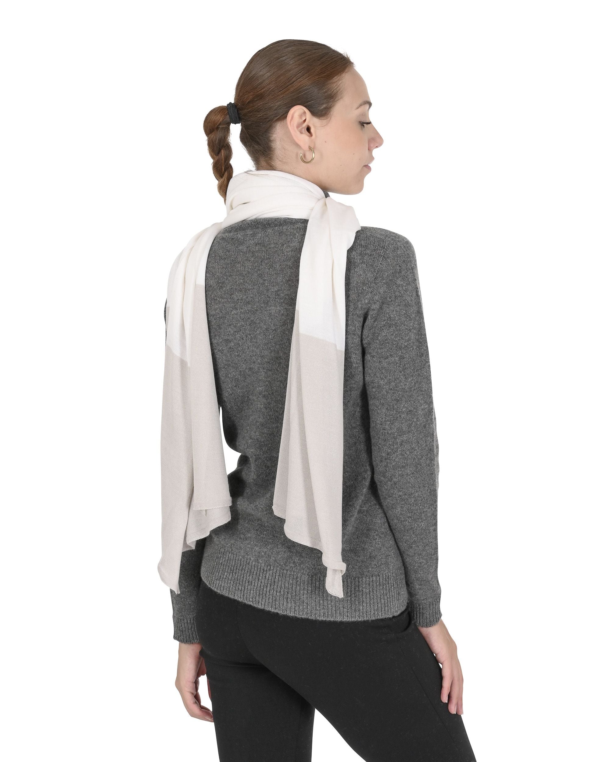 Sciarpa da donna in cashmere Crown of Edinburgh COE 0051 AVORIO TAUPE