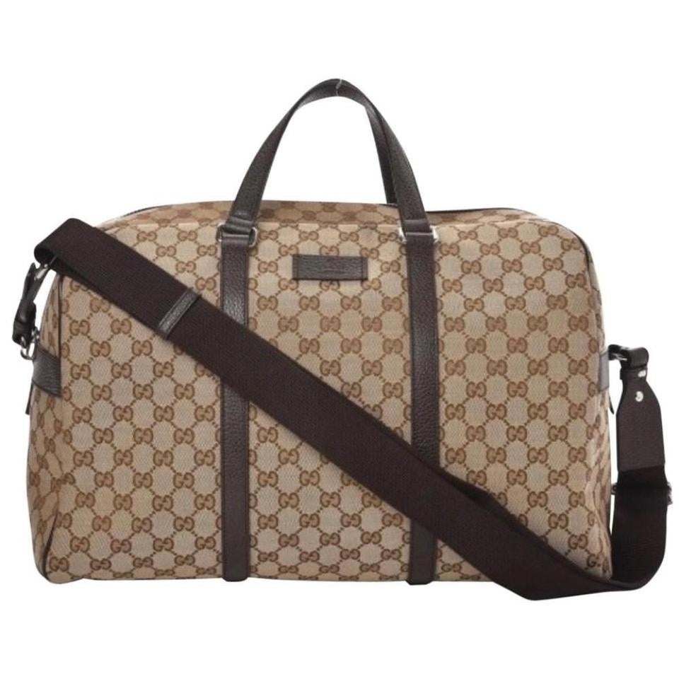 Borsa da viaggio grande Gucci GG in tela originale beige marrone