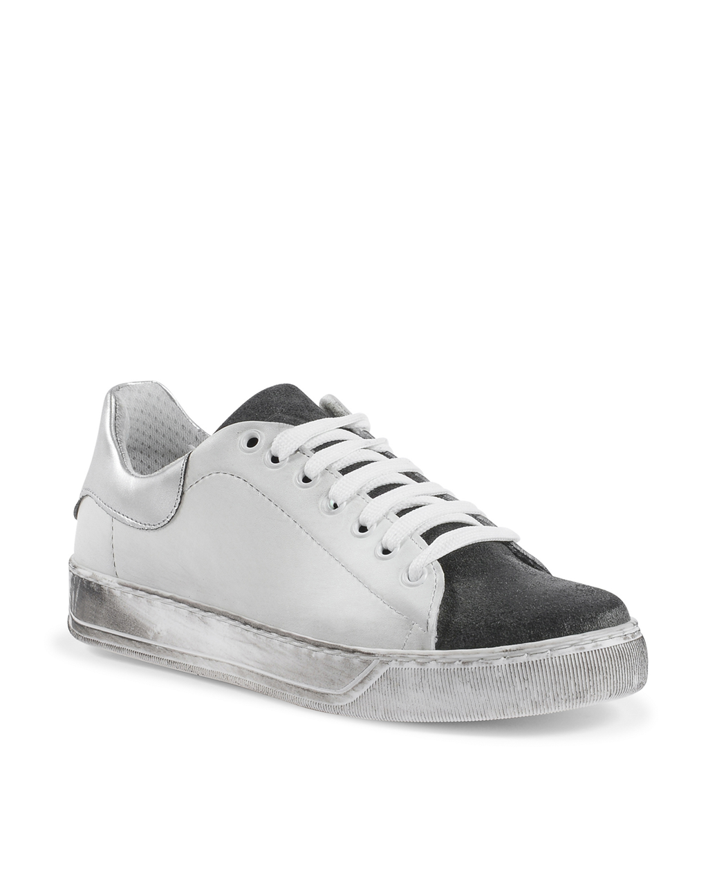 Sneaker Donna 19V69 Italia Bianco Grigio 718-S PELLE BIANCO CAM GRIGIO