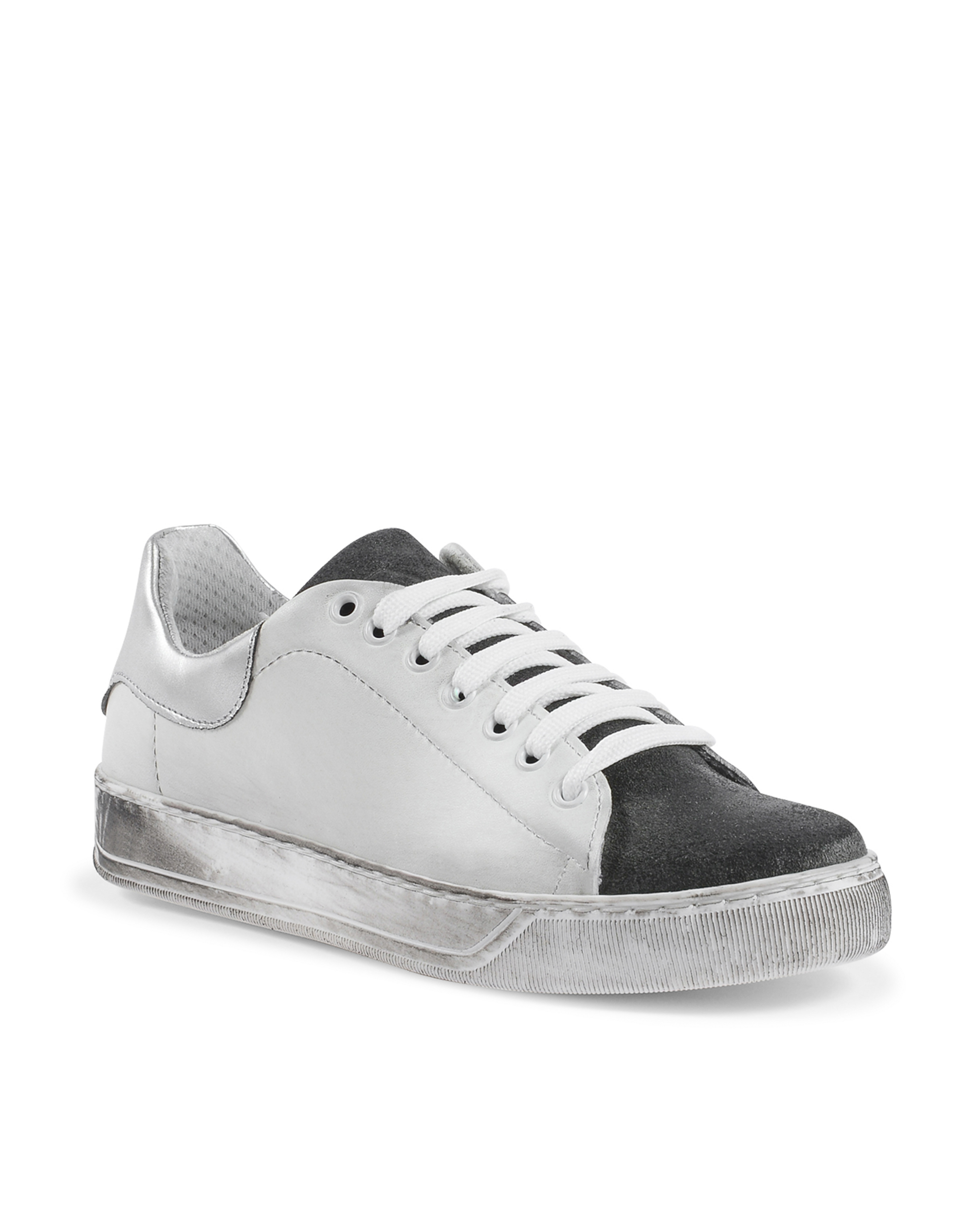 Sneaker Donna 19V69 Italia Bianco Grigio 718-S PELLE BIANCO CAM GRIGIO
