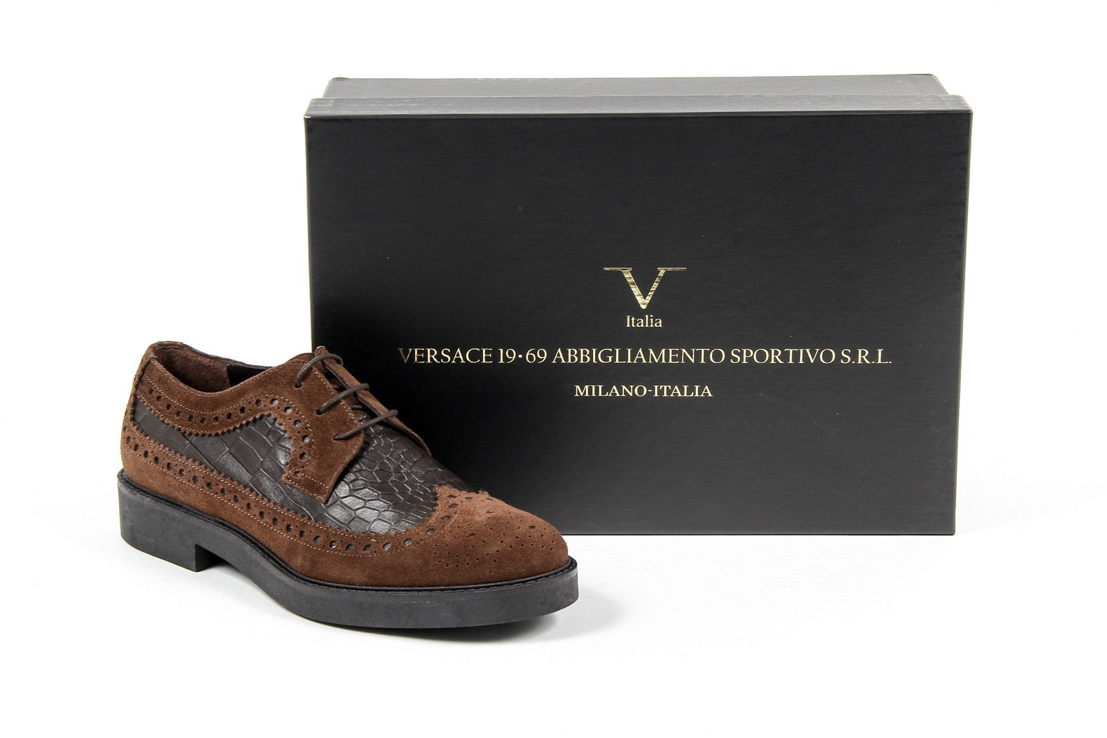V 1969 Italia Scarpa Brogue Donna B1670 VELOUR COCCO T. MORO