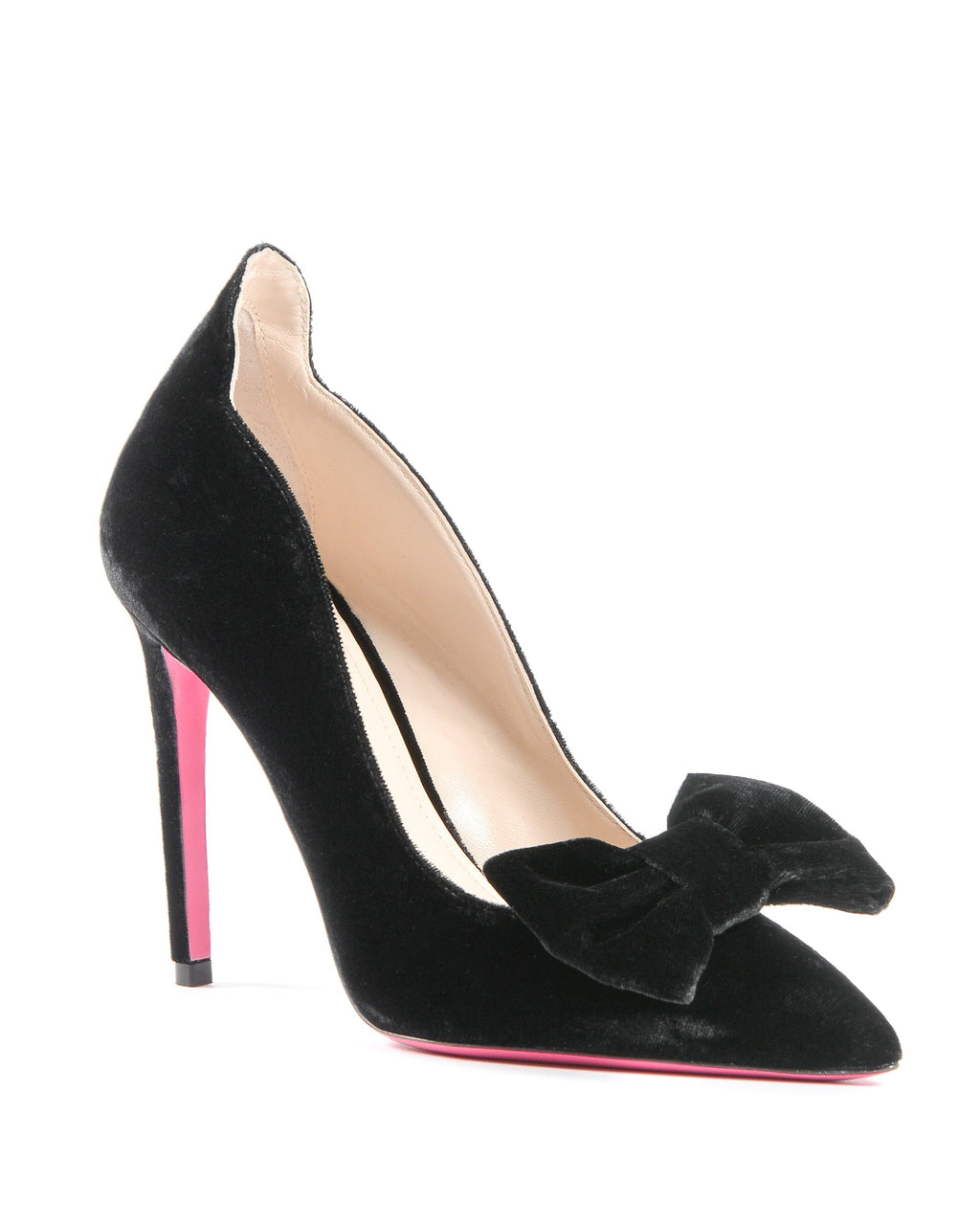 Décolleté con fiocco in velluto da donna - Nero