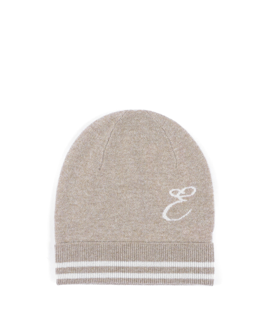 Berretto in cashmere con monogramma - Cammello