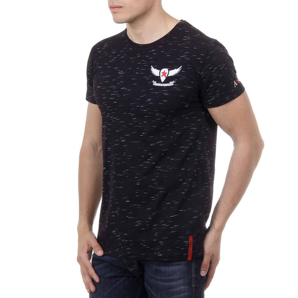 Andrew Charles T-shirt da uomo a maniche corte con scollo tondo nera DYLAN