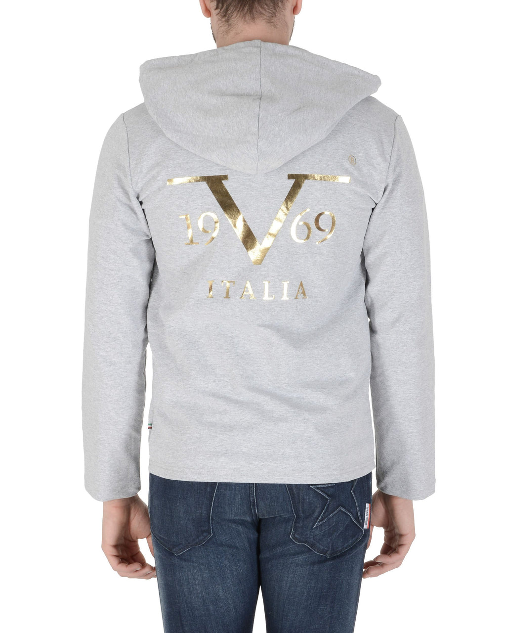 19V69 Italia Felpa con cappuccio da uomo grigio chiaro THOMAS GRIGIO CHIARO