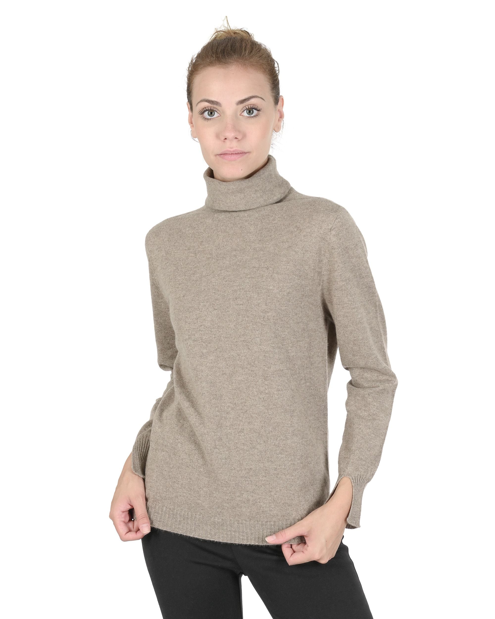Maglione dolcevita da donna in cashmere Crown of Edinburgh COE 0023 ECRU