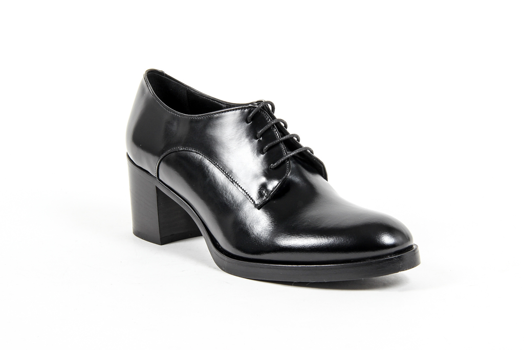 V 1969 Italia Scarpa Oxford con tacco da donna nera RITZ