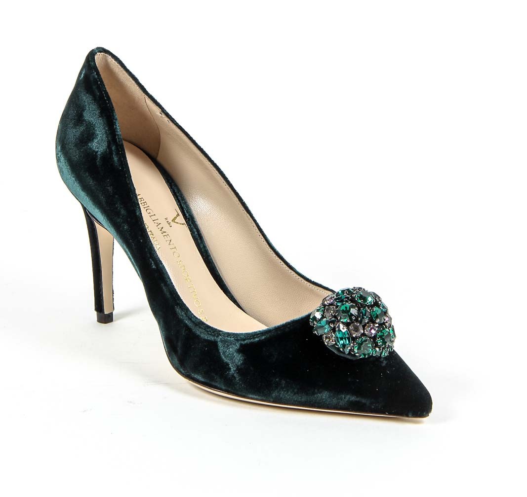 Décolleté da donna V 1969 Italia 3104104 VELLUTO VERDE