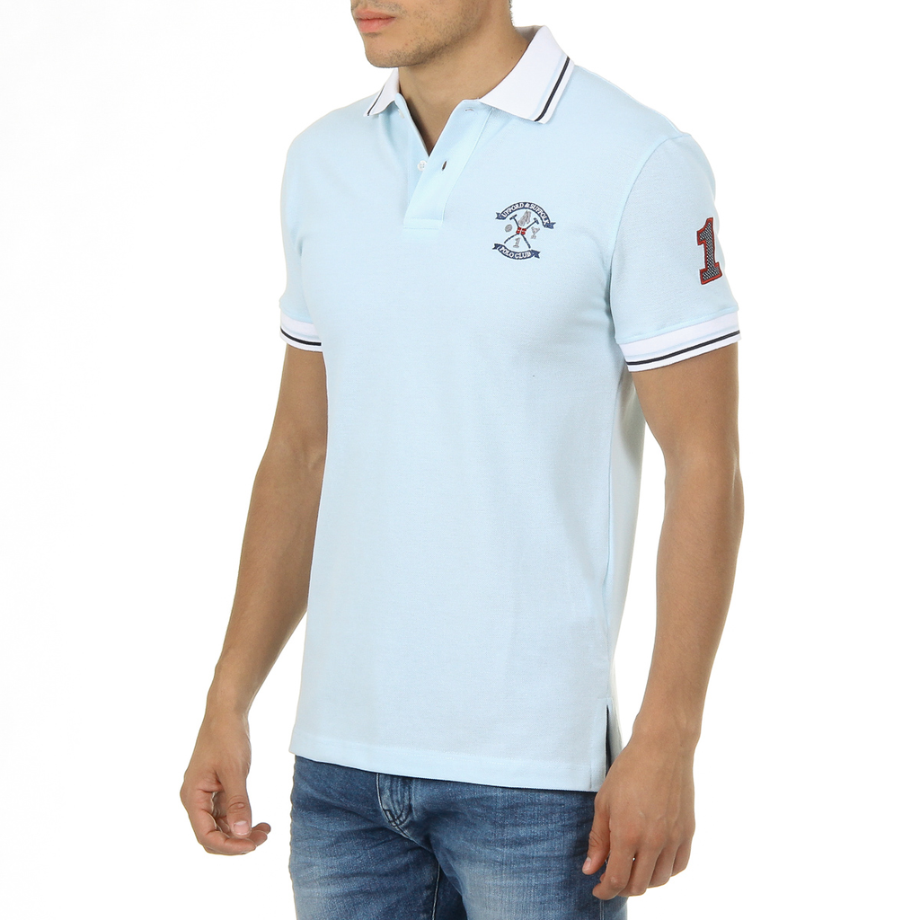 Polo da uomo a maniche corte Ufford & Suffolk Polo Club, colore azzurro, per bambini