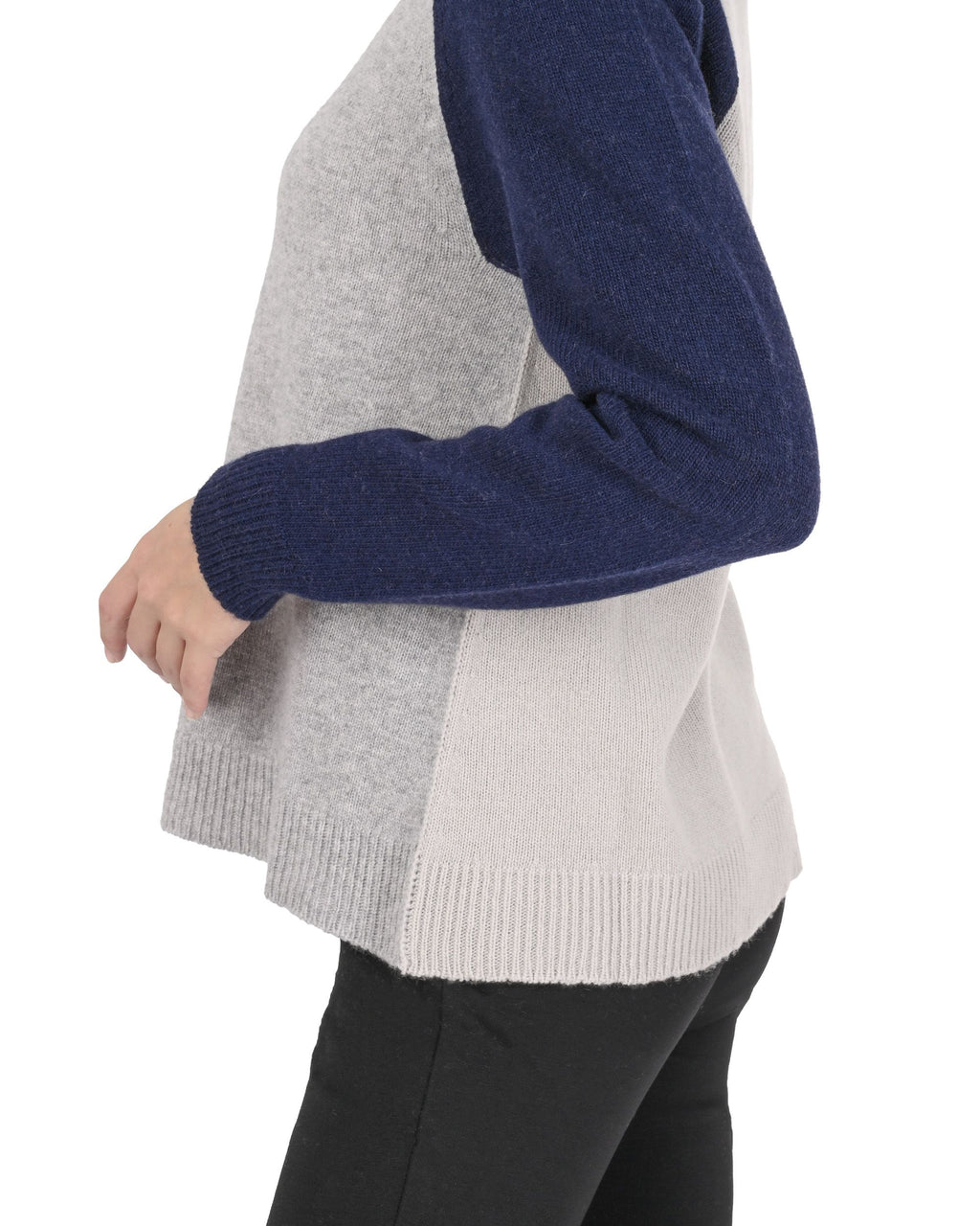 Maglione girocollo da donna in cashmere Crown of Edinburgh COE 0016 CREMA/BLU