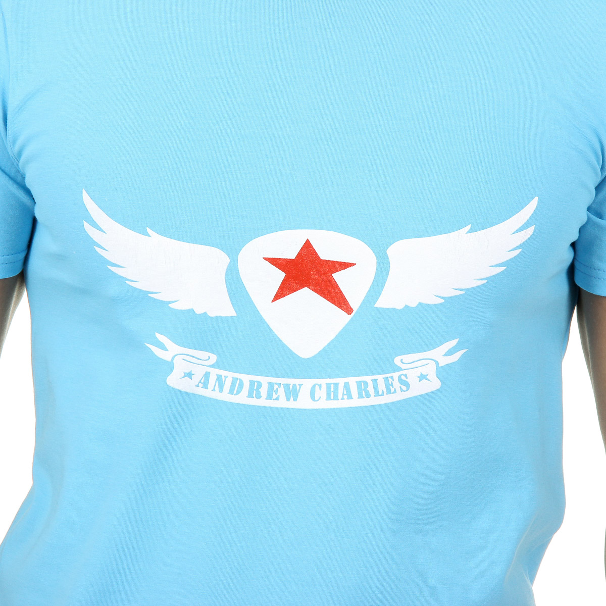 Andrew Charles T-shirt da uomo a maniche corte con scollo a V, colore azzurro KENAN