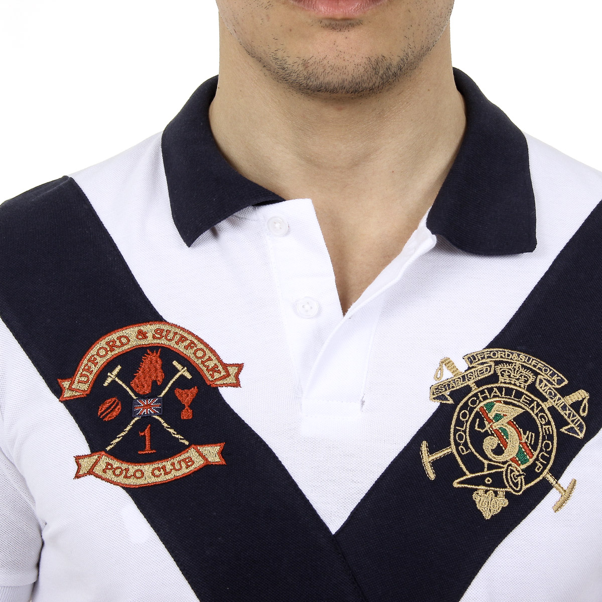 Polo da uomo a maniche corte Ufford & Suffolk Polo Club US003 BIANCO