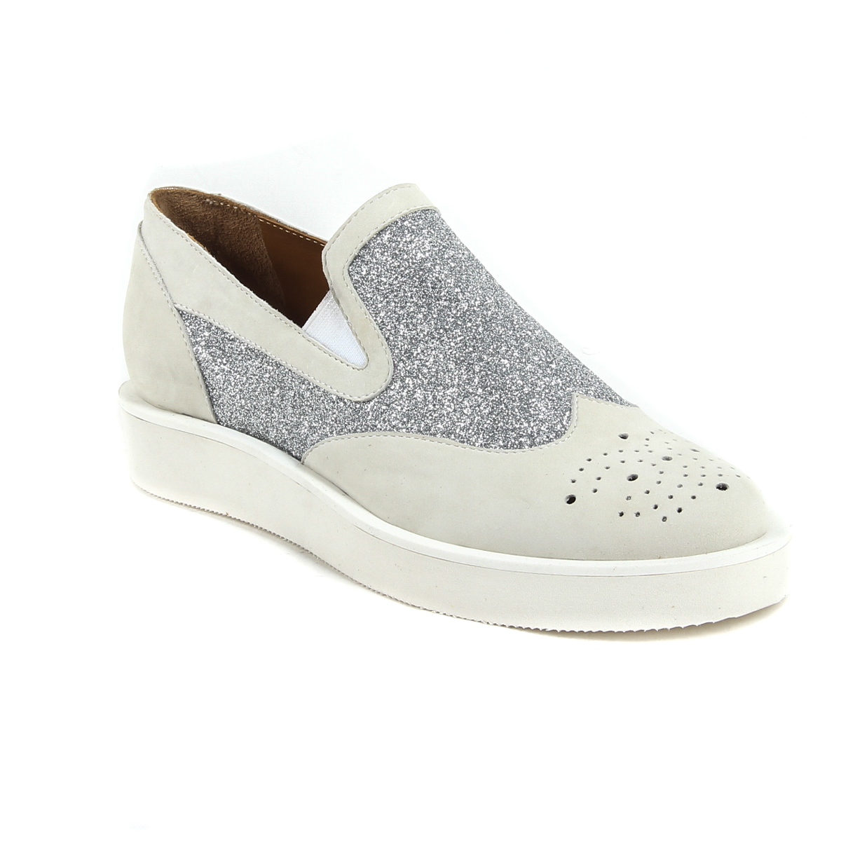 V 1969 Italia Womens Slip On Sneaker 302126 NABUK YOMO MILKY GLIT ARG