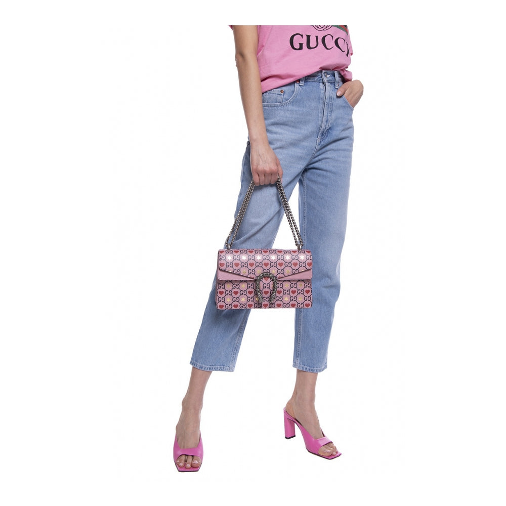 Borsa a tracolla Gucci GG Leather Dionysus rosa