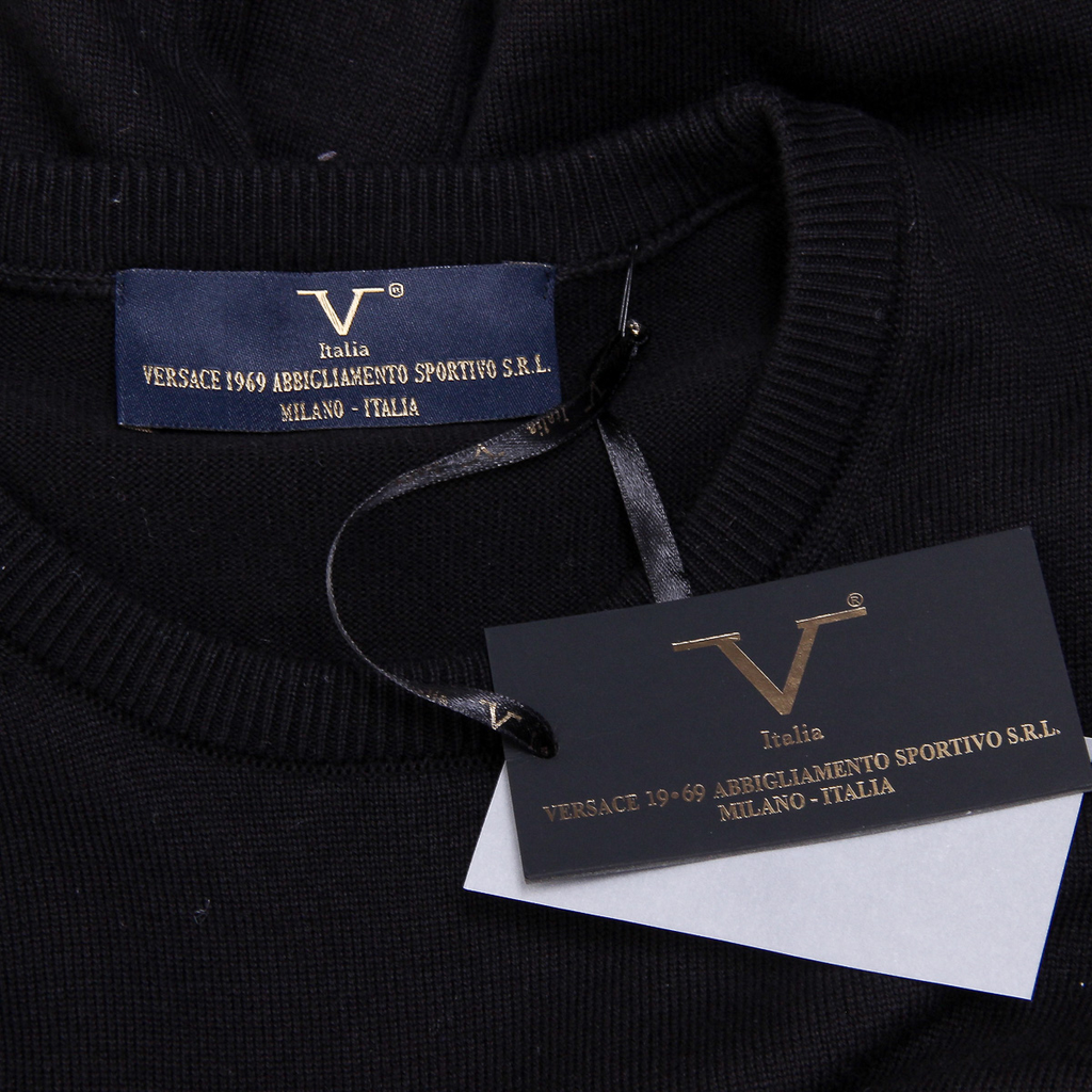 V 1969 Italia Maglione da uomo a maniche lunghe con scollo tondo