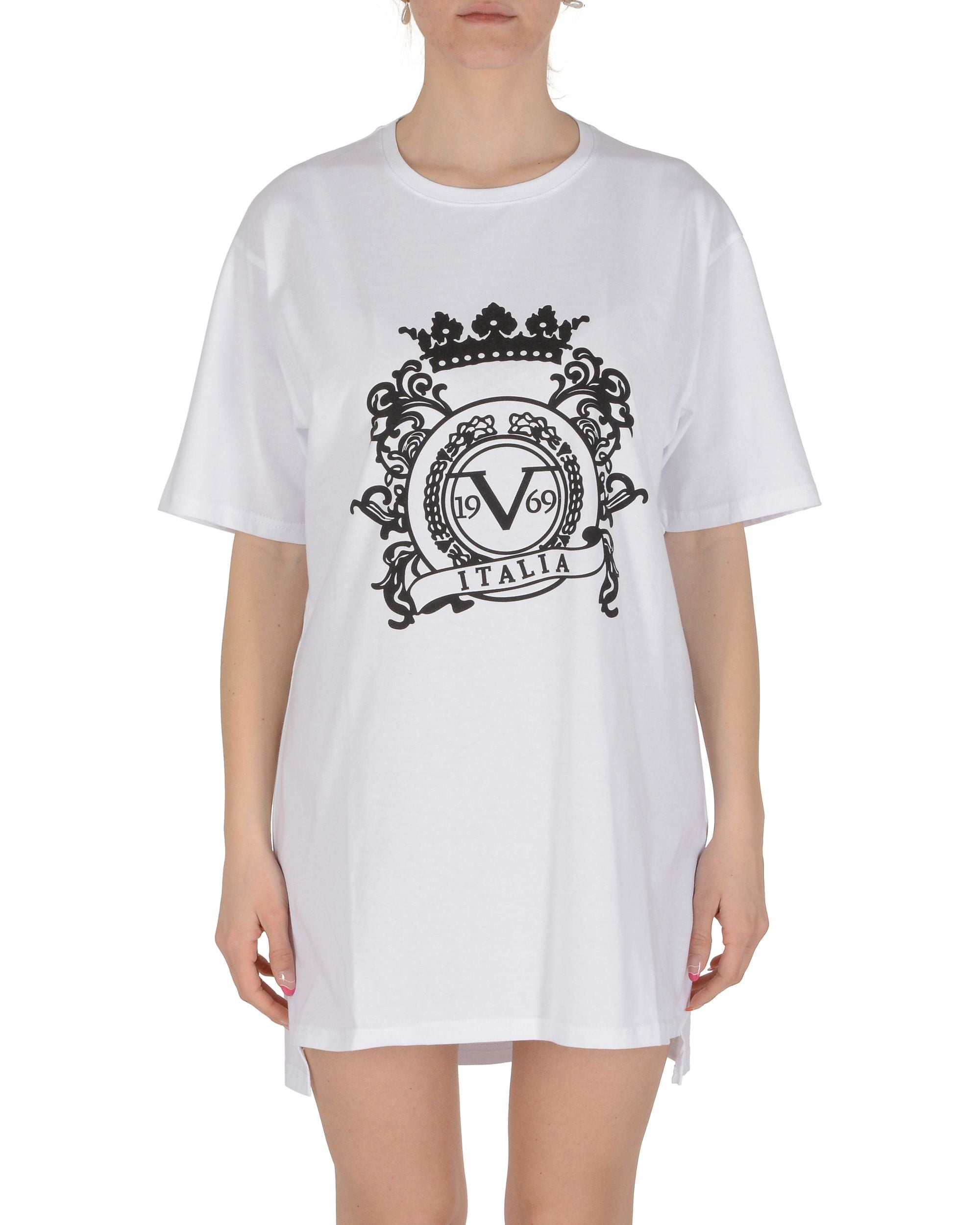 19V69 Italia Womens Longline T-Shirt White VESTITO WHITE